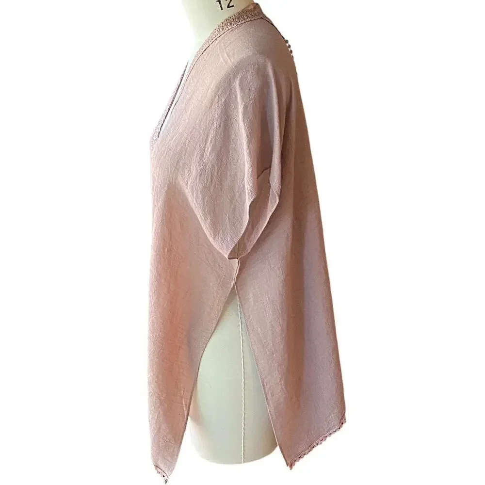 STEVE MADDEN Rose Pink Mauve Boho Shawl Cape Bohemian Kimono Wrap ~ OSFM